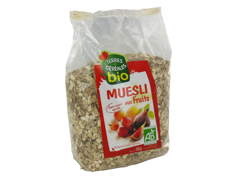 Terres et cereales bio, Muesli aux fruits BIO, le paquet de 1 kg