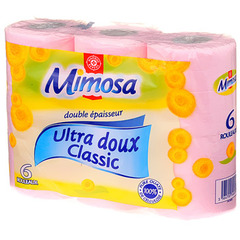 Papier toilette Mimosa Rose ultra doux x6
