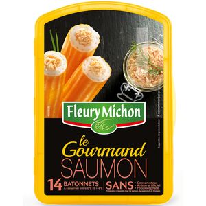 Fleury Michon 14 bâtonnets surimi gourmand saumon 244g