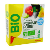 Auchan compote de pomme poire bio allégée en sucre 4x90g