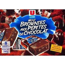 Mini-brownies aux pepites de chocolat U, 8 pieces, 240g