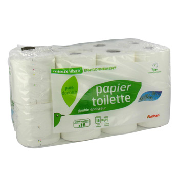 Auchan Environnement papier toilette blanc rouleau x16