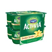 Danone Activia - Lait fermenté sucré au bifidus saveur vanille les 12 pots de 125 g