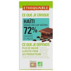 Chocolat noir bio Grand Cru du Cap Haitien 72% ETHIQUABLE, 100g