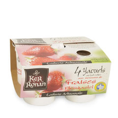 Yaourts aux fraises de Plougastel Ker Ronan, 4x125g