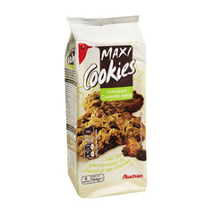 maxi cookies chocolat amandes auchan 184g