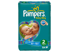 Couches Baby-Dry mini taille 2 (3-6kg) Pampers sac geant x64