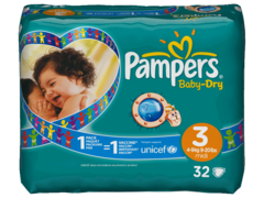 Pampers baby dry 4/9kg change x32 taille 3