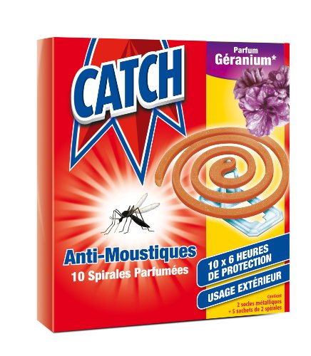 Catch, Spirales parfumées anti-moustiques parfum géranium, la boite de 10 spirale