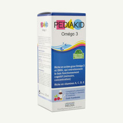 Pediakid - Sirop oméga 3/dha à la framboise - 125 ml flacon - Mémoire, concentration chez l'enfant