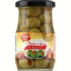 Olives vertes a la farce de poivron, le bocal de 120g