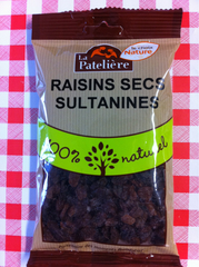 Raisins secs sultanines LA PATELIERE, 125g