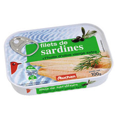 Auchan filets sardines a l'huile d'olive vierge extra 100g
