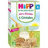5 céréales biologique dès 8 mois (100% céréales) HIPP, boîte de 250g