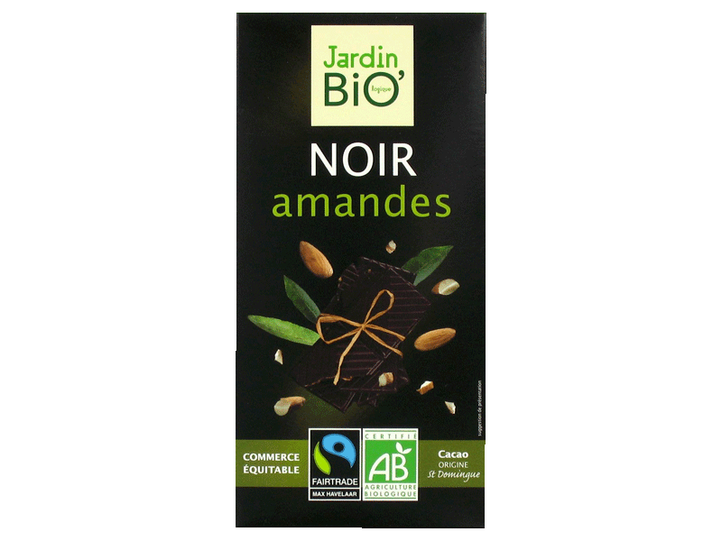 Chocolat noir aux amandes JARDIN BIO, 100g