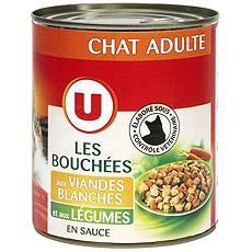 Aliment pour chat Bouchees en sauce viandes blanches et legumes U, 820g