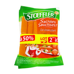 Stoeffler saucisse de francfort 2x6 dont le 2eme a 50% 480g