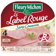 Jambon decouenne Label Rouge FLEURY MICHON, 4 tranches, 160g