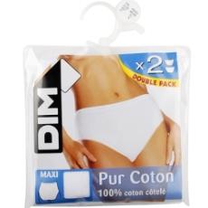 2 Slips maxi Pur Coton DIM, blanc, taille 48/50