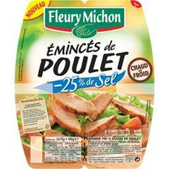 Emincés de poulet grillé taux sel réduit FLEURY MICHON, 2x75g, 150g
