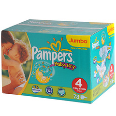 Couches Baby Dry PAMPERS, taille 4, 7-18kg, 78 unités