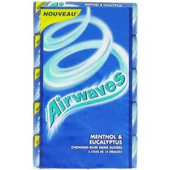 Airwaves, Chewing-gum menthol & eucalyptus sans sucres, les 5 etuis de 14g