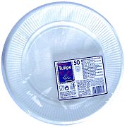 Assiettes plastique blanches, rigides et resistantes, D22cm, le paquet de 50