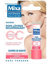 MIXA Soin des Lèvres Nourrissant CC au Beurre de Karité Teinte Rosée 4,7 ml - Lot de 3