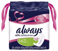 Always, Silk Collection - Serviettes sans parfum Normal, le paquet de 14