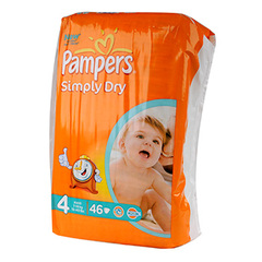 Couches Pampers Simply Dry Geant T4 7-18kg x46
