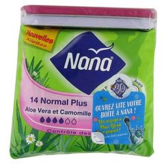 Serviettes hygieniques aloe vera et camomille Ultra normal Plus NANA, 14 unites