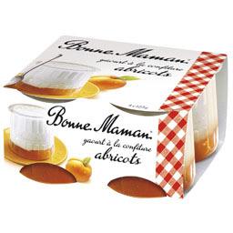 Yaourt brasse sur lit de confiture d'abricot BONNE MAMAN, 4x125g