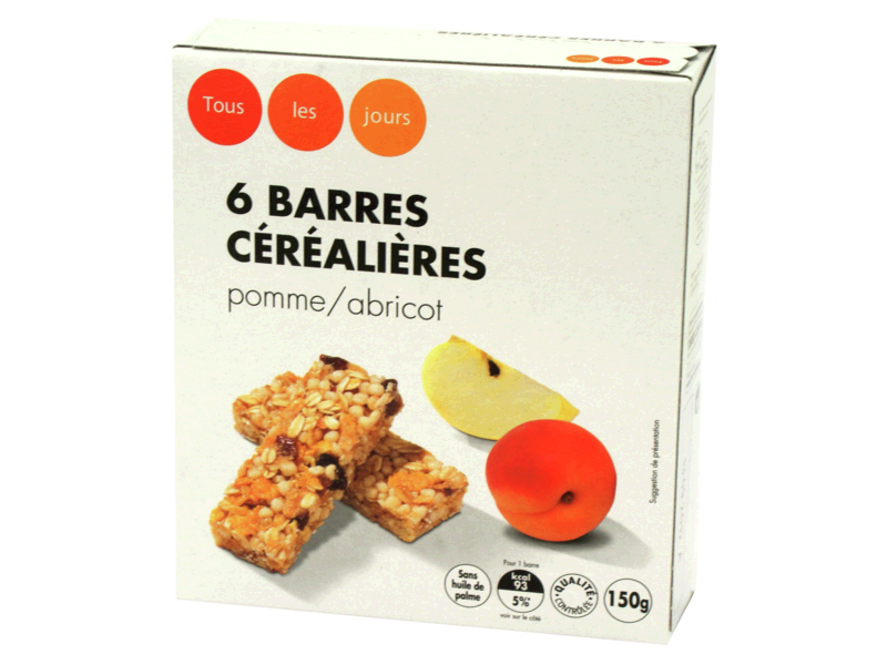 Barres cereales pomme abricot - La boite de 150g