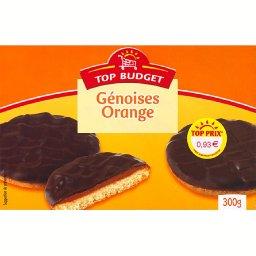 Genoises orange, biscuits fourres a la marmelade d'orange et nappes de chocolat noir, la boite,300g