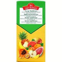 Nectar multifruits a base de jus et de purees concentres, avec sucres et edulcorants, La brique de 2l
