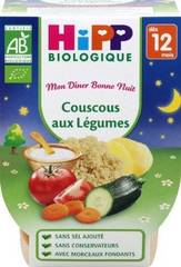 Hipp Biologique Mon Dîner Bonne Nuit Couscous aux Légumes dès 12 mois - 8 bols de 220 g