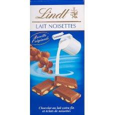 Chocolat au lait et noisettes Recette Originale LINDT, 100g