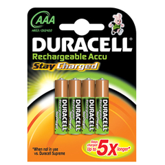 4 piles rechargeables HR3 Stay Charge Duracell