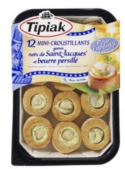 Tipiak, Mini croustillants Saint-Jacques sauce beurre persille, les 12 croustillants - 145g