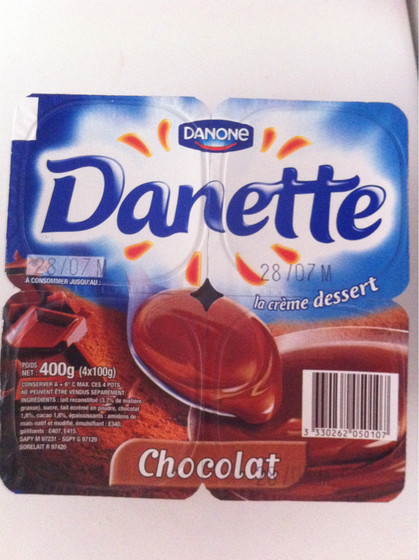 Crème dessert saveur chocolat DANETTE, 4x100g