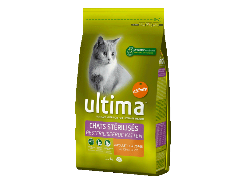 Croquettes repas pour chats sterilises Ultima 1,5Kg