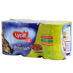 Patee chats les bouchees Lycat Assortiment 6x410g