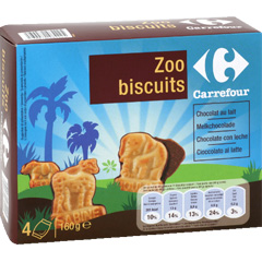Zoo biscuits, nappes de chocolat au lait
