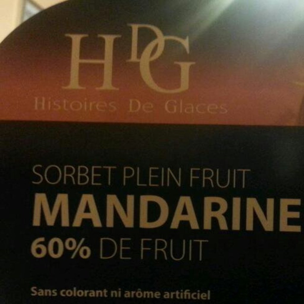 Histoires de glaces Sorbet plein fruit mandarine 65% de fruit le bac de 485 g