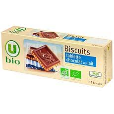 Biscuits bio et tablette de chocolat au lait U BIO, 150g