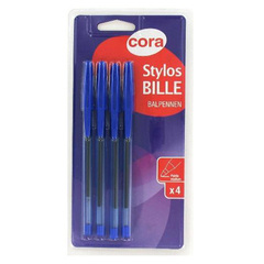 Cora stylos a bille bleu x 4