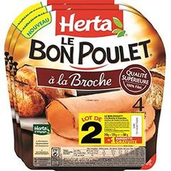 Herta lot 2 le bon poulet broche 4t -360g