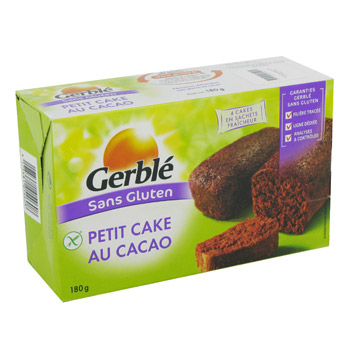 Gerble, Sans Gluten - Petit cake au cacao, la boite de 4 - 180g