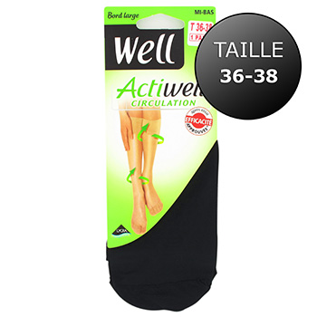 Mi-bas circulation Actiwell WELL, taille 36/38, noir