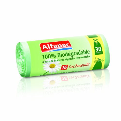 Sacs poubelle 100% biodegradable Sac 2 Noeuds ALFAPAC, 10x30l